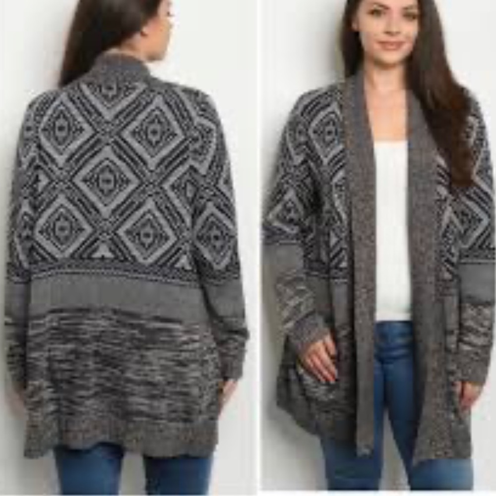 Style&Co Women’s open Cardigan Oversized shades of blue &gray excellent conditi…